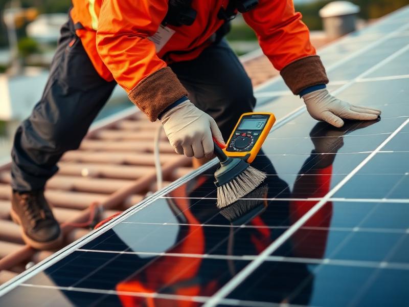 Operations and maintenance check on a solar installation